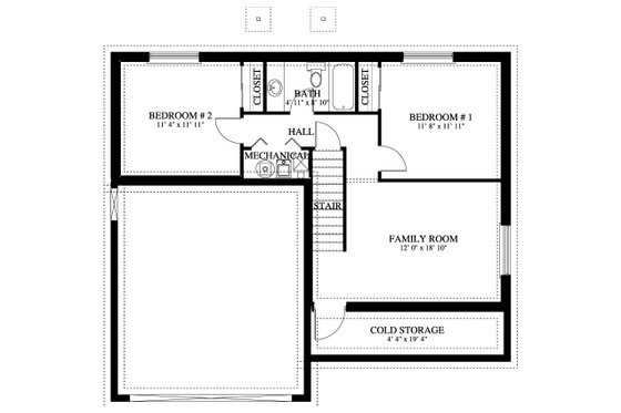 Floor Plan - Lower Floor for Traditional House Plan #1060-303 - 3 bed, 2.5 bath