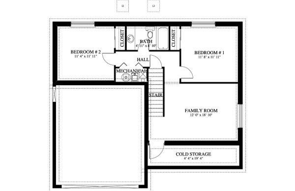 Architectural House Design - Traditional Floor Plan - Lower Floor Plan #1060-303