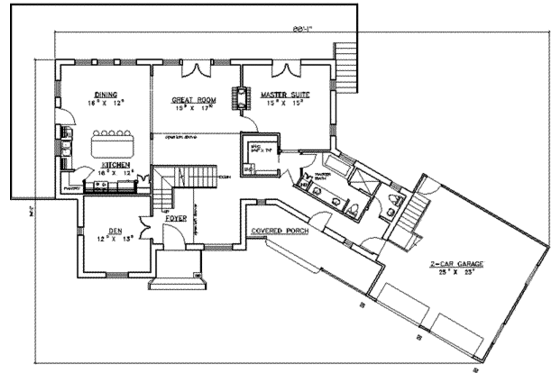 Floor Plan - Main Floor for European House Plan #117-159 - 3 bed, 4 bath