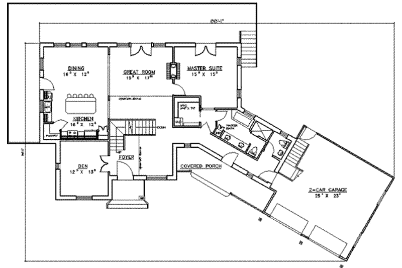 Architectural House Design - Floor Plan - Main Floor for European House Plan #117-159 - 3 bed, 4 bath