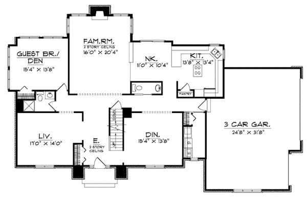 House Plan Design - Colonial Floor Plan - Main Floor Plan #70-1363