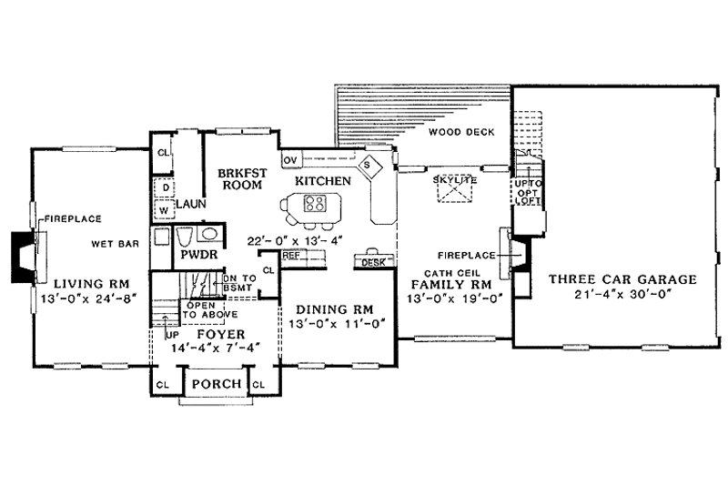 House Blueprint - Floor Plan - Main Floor for Colonial House Plan #314-214 - 4 bed, 2.5 bath