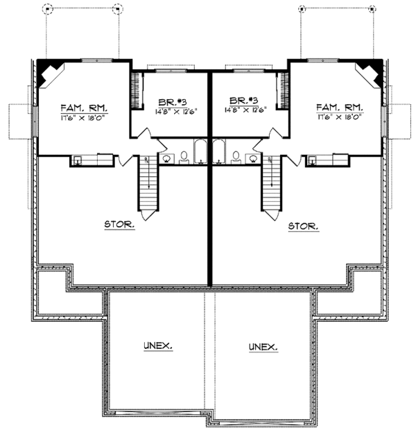 Architectural House Design - Traditional Floor Plan - Lower Floor Plan #70-1392
