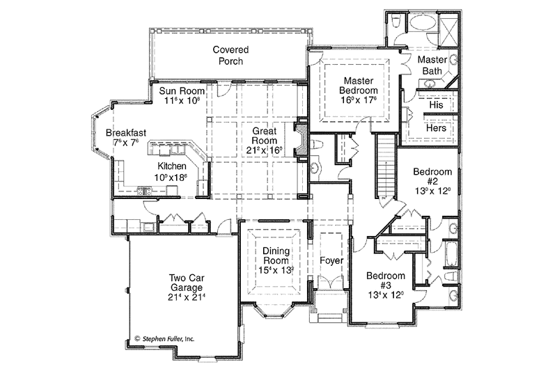 Home Plan - Floor Plan - Main Floor for Colonial House Plan #429-243 - 3 bed, 2.5 bath
