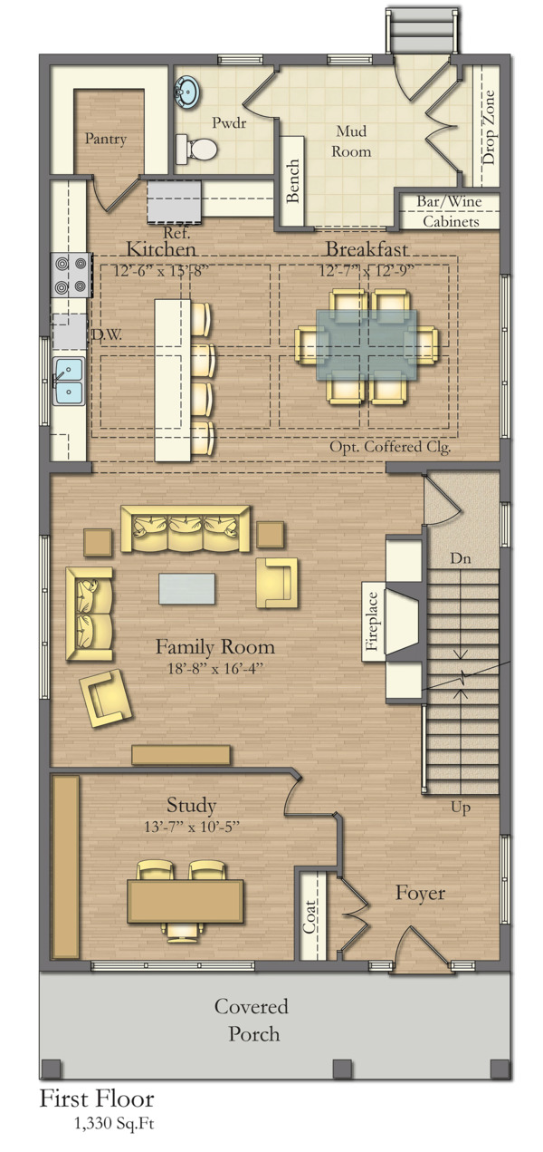 Architectural House Design - Traditional Floor Plan - Main Floor Plan #1057-13
