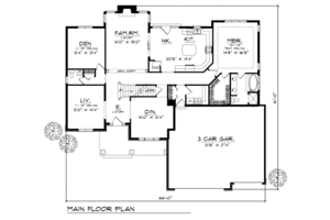 Floor Plan - Main Floor for Traditional House Plan #70-454 - 4 bed, 2.5 bath