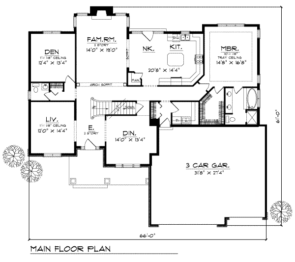 Home Plan - Traditional Floor Plan - Main Floor Plan #70-454