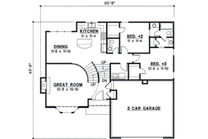 Floor Plan - Main Floor for Traditional House Plan #67-659 - 3 bed, 2 bath
