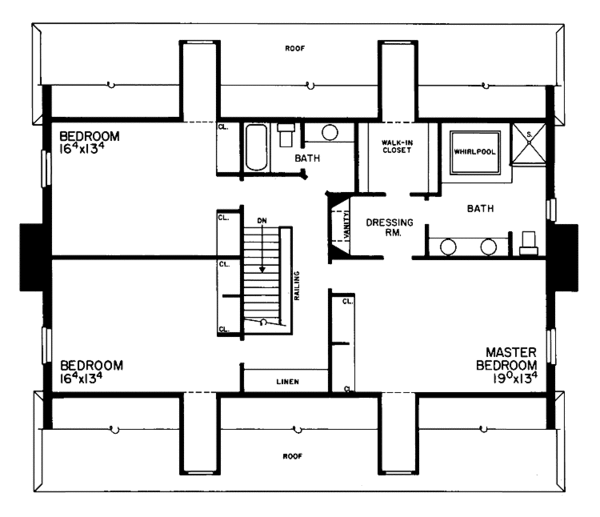 House Blueprint - Classical Floor Plan - Upper Floor Plan #72-692