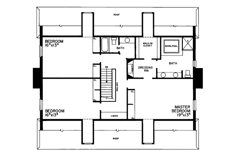 Home Plan - Floor Plan - Upper Floor for Classical House Plan #72-692 - 3 bed, 2 bath