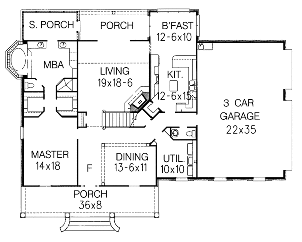 House Design - Classical Floor Plan - Main Floor Plan #15-308