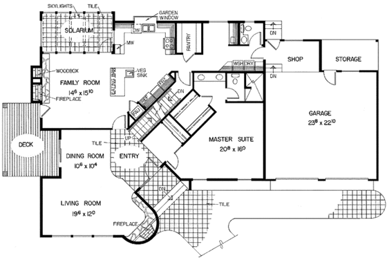 Floor Plan - Main Floor for Contemporary House Plan #60-792 - 3 bed, 2.5 bath