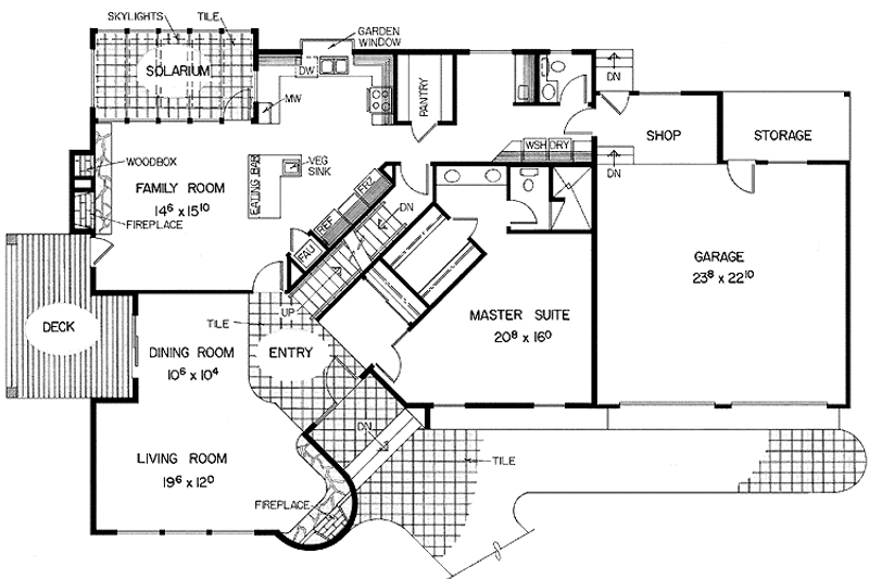 Home Plan - Floor Plan - Main Floor for Contemporary House Plan #60-792 - 3 bed, 2.5 bath