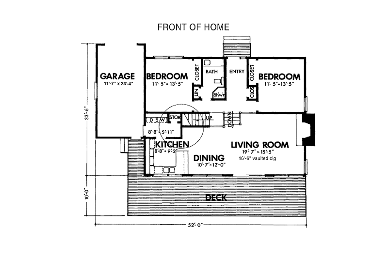 Home Plan - Floor Plan - Main Floor for Prairie House Plan #320-1223 - 3 bed, 2 bath
