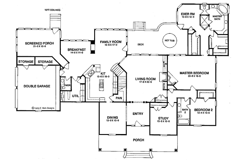 House Blueprint - Floor Plan - Main Floor for Country House Plan #952-56 - 5 bed, 4.5 bath