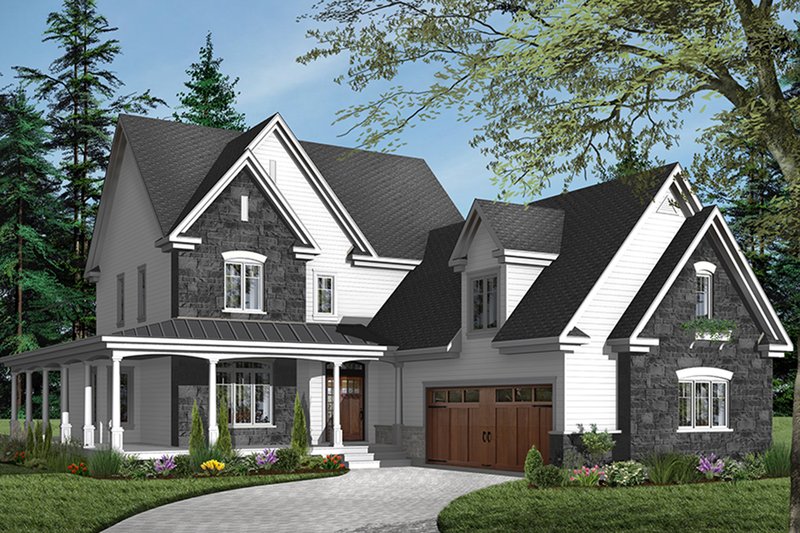Architectural House Design - Exterior - Front Elevation 7 for Farmhouse House Plan #23-587 - 4 bed, 2.5 bath