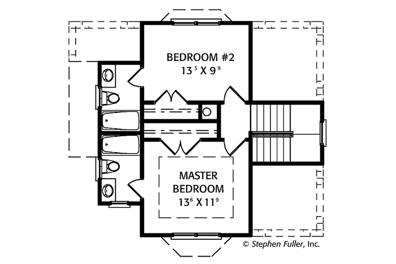 Home Plan - Floor Plan - Upper Floor for Tudor House Plan #429-318 - 2 bed, 2.5 bath