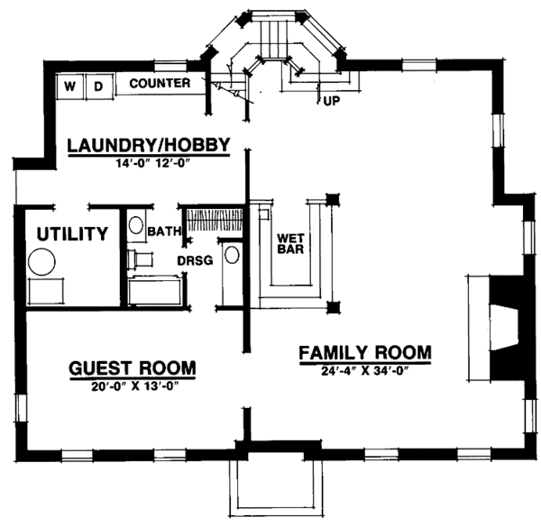 Architectural House Design - Classical Floor Plan - Lower Floor Plan #1016-33