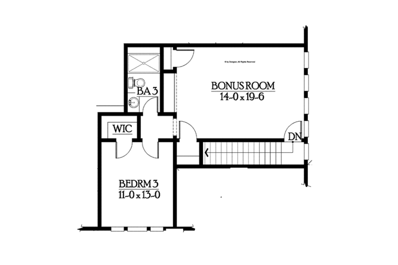 Dream House Plan - Floor Plan - Upper Floor for Craftsman House Plan #132-546 - 3 bed, 3.5 bath