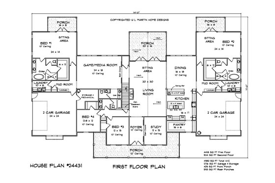 Floor Plan - Main Floor for Farmhouse House Plan #513-2191 - 6 bed, 4.5 bath