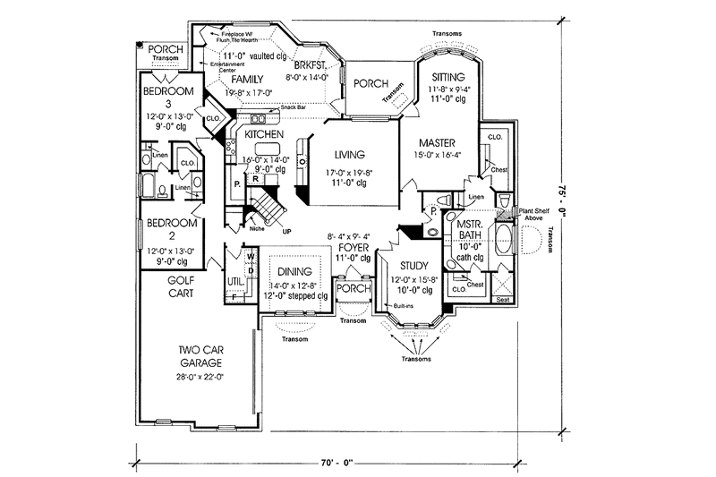 House Design - Floor Plan - Main Floor for Country House Plan #974-47 - 3 bed, 2.5 bath
