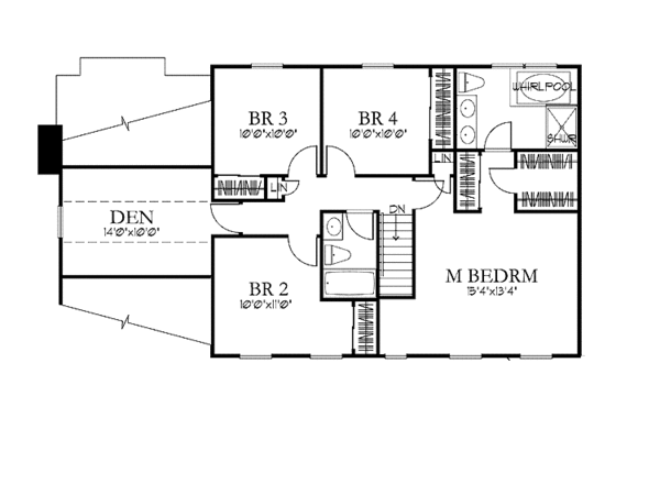 Architectural House Design - Colonial Floor Plan - Upper Floor Plan #1029-50