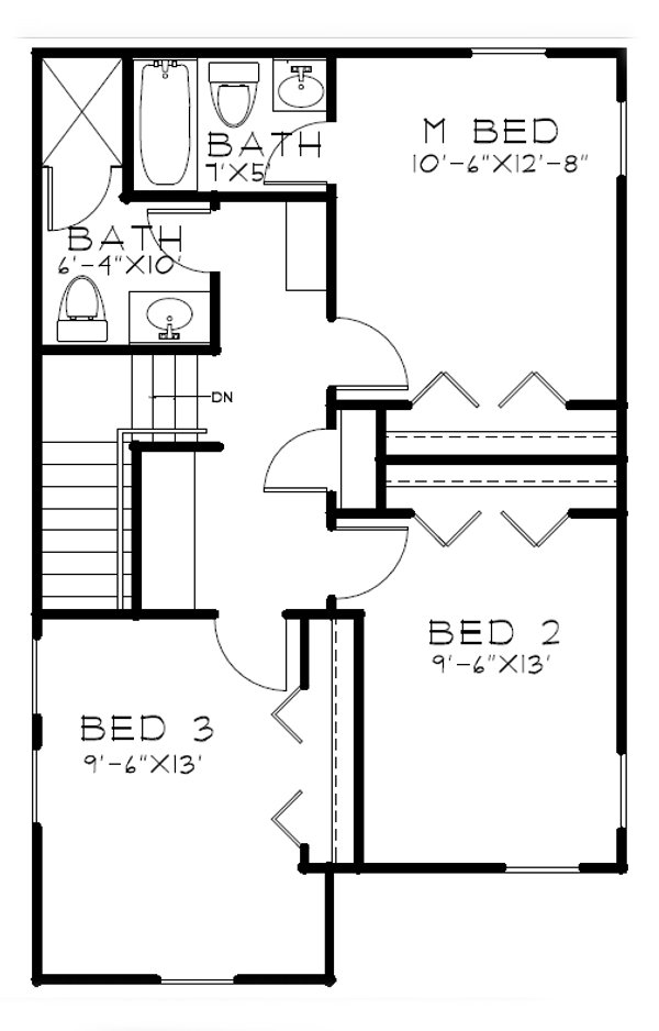 Traditional Floor Plan - Upper Floor Plan #515-22