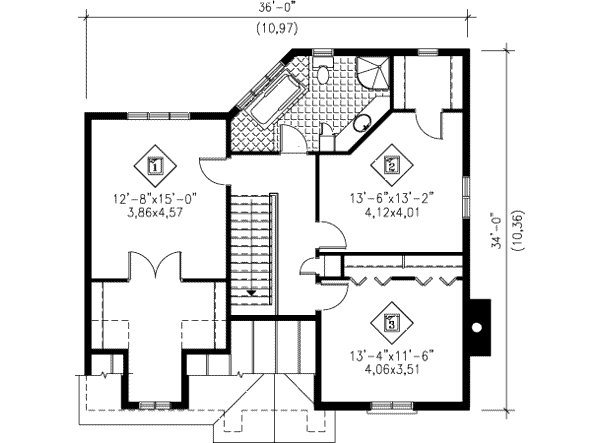 Colonial Floor Plan - Upper Floor Plan #25-4146