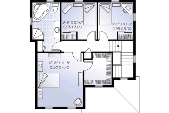 Floor Plan - Upper Floor for Colonial House Plan #23-523 - 3 bed, 1.5 bath