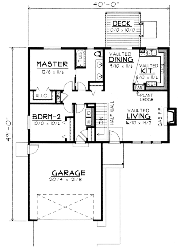 House Design - Ranch Floor Plan - Main Floor Plan #1037-1