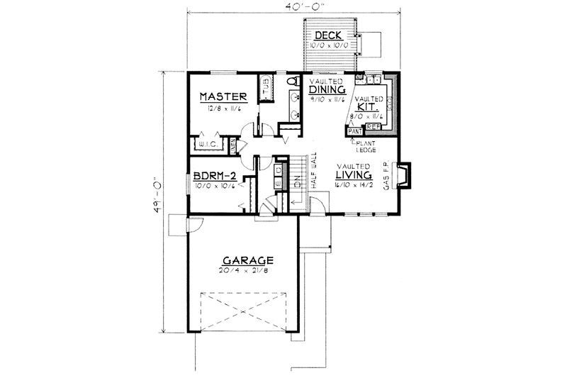 Dream House Plan - Floor Plan - Main Floor for Ranch House Plan #1037-1 - 2 bed, 1 bath