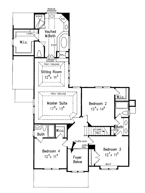 House Blueprint - Craftsman Floor Plan - Upper Floor Plan #927-935