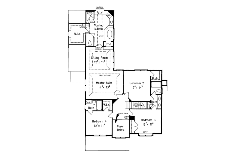 House Blueprint - Floor Plan - Upper Floor for Craftsman House Plan #927-935 - 4 bed, 3.5 bath
