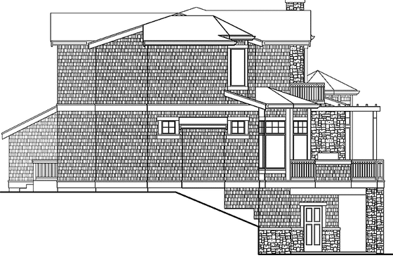 Exterior - Rear Elevation for Craftsman House Plan #132-474 - 4 bed, 3.5 bath