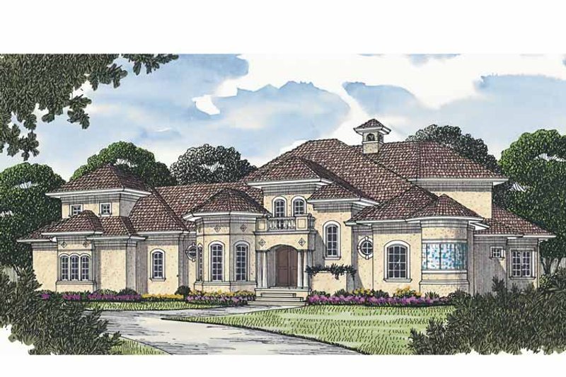 Home Plan - Exterior - Front Elevation 3 for Mediterranean House Plan #453-574 - 3 bed, 4.5 bath