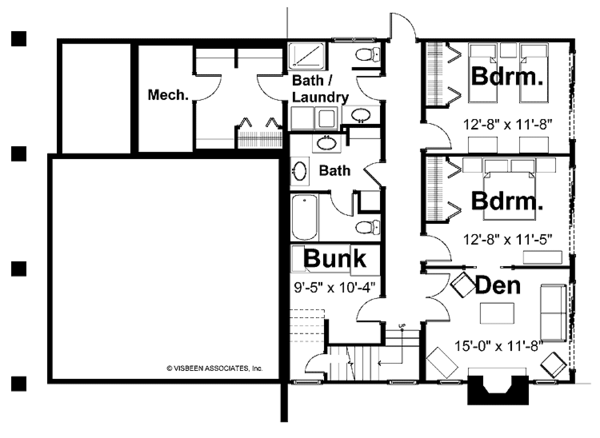 House Design - Bungalow Floor Plan - Lower Floor Plan #928-22