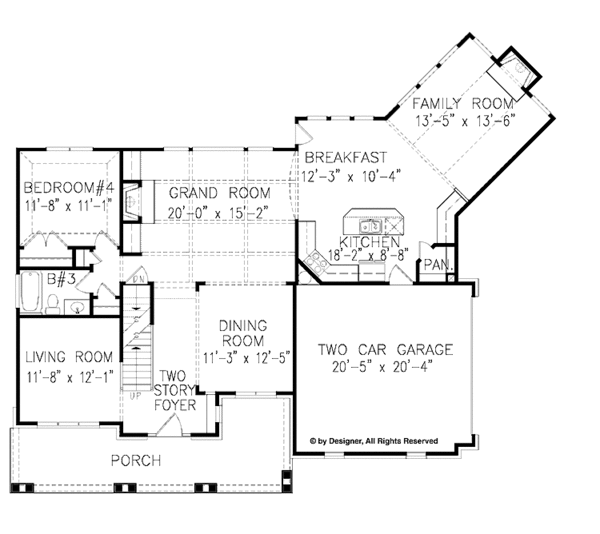 Architectural House Design - Craftsman Floor Plan - Main Floor Plan #54-295