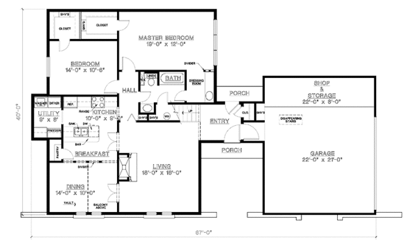Architectural House Design - Contemporary Floor Plan - Main Floor Plan #45-496