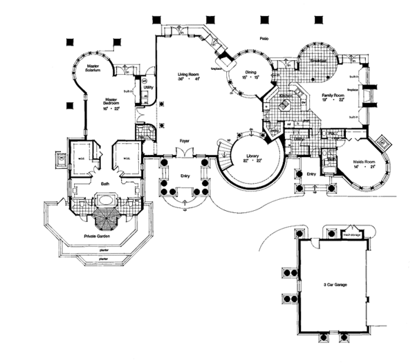 Architectural House Design - Mediterranean Floor Plan - Main Floor Plan #417-562