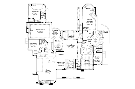 Floor Plan - Main Floor for Mediterranean House Plan #930-39 - 3 bed, 3.5 bath