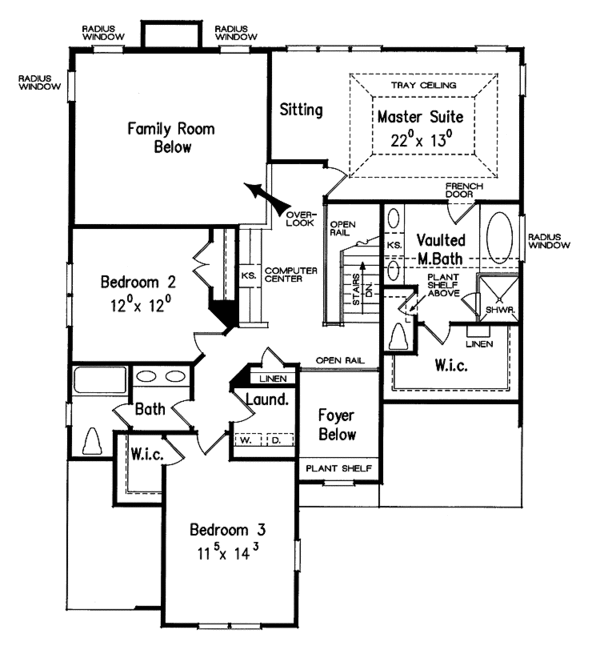Traditional Floor Plan - Upper Floor Plan #927-579