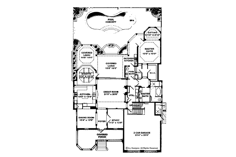 Home Plan - Floor Plan - Main Floor for Mediterranean House Plan #1017-54 - 4 bed, 3.5 bath