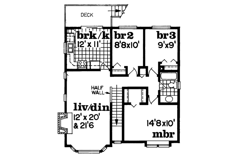 Home Plan - Floor Plan - Upper Floor for Country House Plan #47-684 - 3 bed, 1 bath