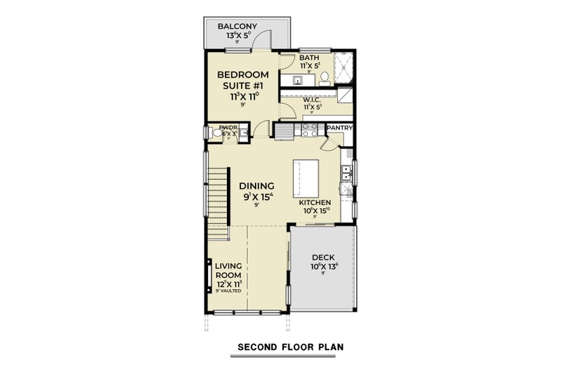 House Plan Design - Floor Plan - Upper Floor for Contemporary House Plan #1070-228 - 2 bed, 2.5 bath