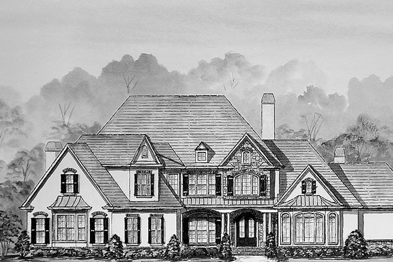House Blueprint - Country Exterior - Front Elevation Plan #54-185