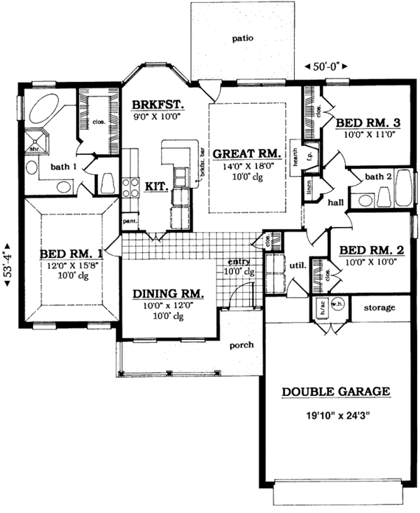 Dream House Plan - Country Floor Plan - Main Floor Plan #42-613
