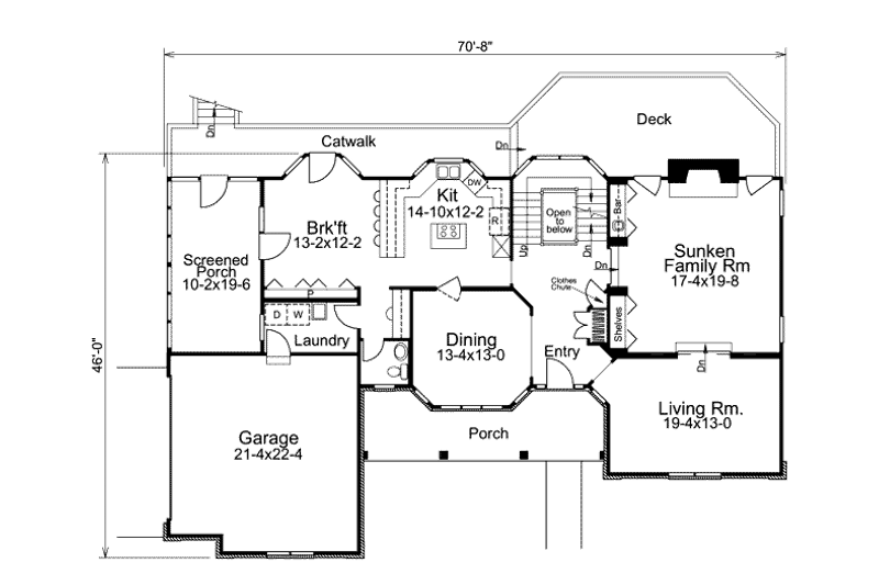 House Plan Design - Floor Plan - Main Floor for Colonial House Plan #57-295 - 4 bed, 2.5 bath
