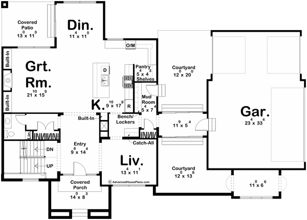 Modern Floor Plan - Main Floor Plan #455-565