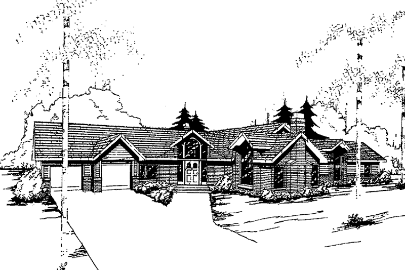Architectural House Design - Exterior - Front Elevation 3 for Contemporary House Plan #60-797 - 4 bed, 3 bath