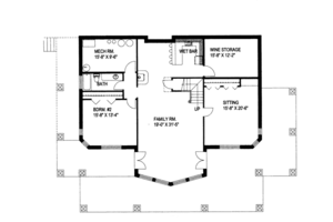Floor Plan - Lower Floor for Ranch House Plan #117-840 - 2 bed, 3 bath